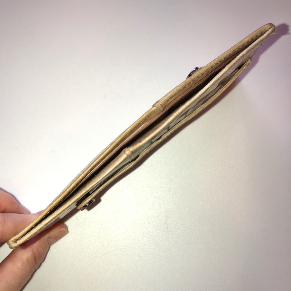 ABAS Italian Calf Skin Slim Leather Long Currency + Card Wallet in Beige + Green - Picture 13 of 15